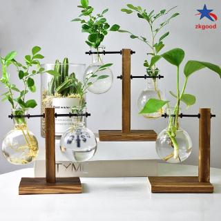 พร้อมส่งแจกันดอกไม้ แก้วโปร่งใสแจกันยุโรปห้องนั่งเล่นที่เรียบง่ายตกแต่งในสไตล์การจัดดอกไม้ แจกันแก้วไฮโดรโปนิค สไตล์วินเทจ แจกันดอกไม้ใสสไตล์วินเทจสําหรับตกแต่งบ้านและสวนแTable Desk Bulb Glass Hydroponic Vase Flower Plant Pot with Wooden Tray Office Decor