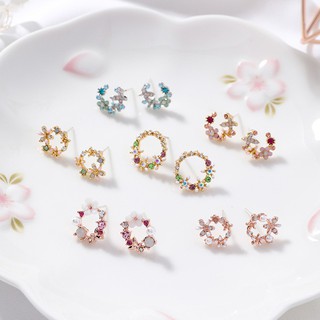 XiaoboACC 925 Silver Needle Korean Fashion Diamond Petals Earrings