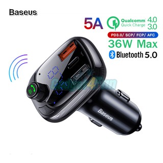[ฟาสชาร์จ] Baseus S-13 อุปกรณ์รับสัญญาณบลูทูธในรถยนต์ MP3 QC4.0 + QC3.0 + PD3.0 + HW SuperCharge Charger 5A 36W