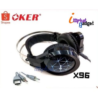 OKER X96 (ไฟ7สี่）หูฟังเกมมิ่ง Hi-Fi stereo headphone Gaming Headset