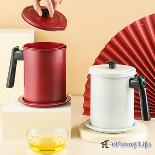 FL 1.7L Oil Pot with Filter, Oil Storage Grease Keeper 304 Stainless Steel, Oil Strainer Container Pot for Kitchen Fat Storage