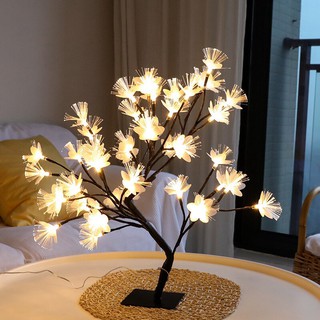 โคมไฟตั้งโต๊ะ led รูปต้นซากุระ สีดํา/ขาว