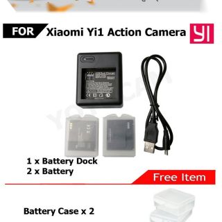 แท่นชาร์จ​ แบตเตอรี่​สำรอง​ xiaomi​ Yi​ Action​ camera replacement battery 1010 mAh แบตเสริม