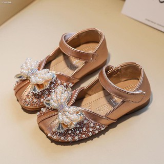 【new style sale】รองเท้าเด็กผู้หญิงฤดูใบไม้ผลิและฤดูใบไม้ร่วง Pearl Rhinestone Princess รองเท้ารุ่นเกาหลีรองเท้าเด็กผู