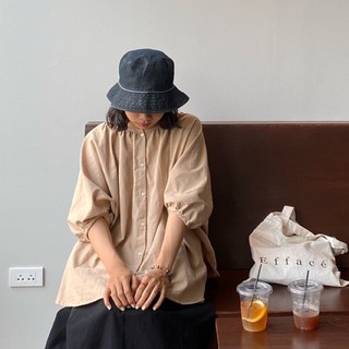 Brown Cotton-fly by Narinstore เสื้อคอตตอนแนวญี่ปุ่น