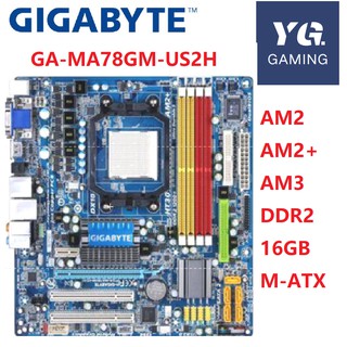 Gigabyte GA-MA78GM-US2H Motherboard For AMD Phenom FX/X4/X3 780G DDR2 16GB AM2/AM2+/AM3 MA78GM US2H Desktop Used