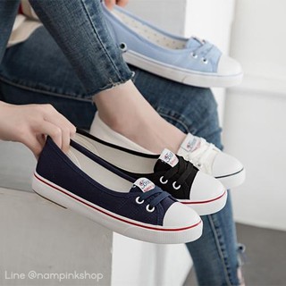 🔥SALE 200฿🔥 | BEIER รองเท้าผ้าใบแฟชั่น แบบน่ารัก ทรงคัชชู | nampinkshop 001