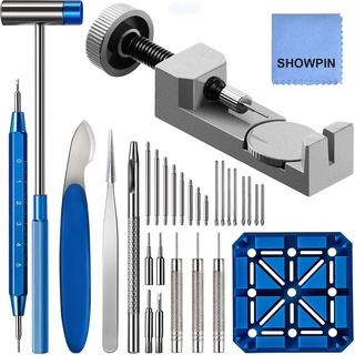 SHICHI Watch Link Removal Tool Kit with Link Remover, Spring Bar Tool, Watch Case Opener, Hole Puncher, and Tweezer. นำไปใช้กับการปรับสายนาฬิกา, การเปลี่ยนแบตเตอรี่นาฬิกา