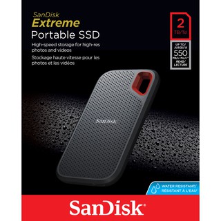 SanDisk EXTREME PORTABLE SSD 2TB (SDSSDE60-2T00-G25) ความเร็วอ่าน 550MB/s ความเร็วเขียน 500MB/s