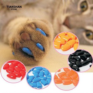 Tianshan 20Pcs แมวสัตว์เลี้ยงนุ่ม Cat แมว Kitten Paw Claws ควบคุม Nail Caps ครอบคลุมอุปกรณ์เสริมสำหรับสัตว์เลี้ยง
