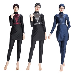 Ready Stock Swim Suit Plus Size Long Sleeve Muslimah Swimwear Islamic Loose Bathing Suit Swimming Set Womens Full Cover Swimsuit Swimming Suit Muslim