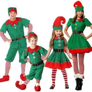🌴ของขวัญวันเด็ก🌴ชุดคริสมาสต์เอลฟ์ เสื้อคริสต์มาส สีเขียวแดง ชุดแฟนซี ชุดแซนต้า ชุดแซนตี้ ไซส์90--180ซม