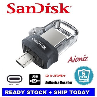 Sandisk Dual Type - C Otg Usb 3 . 1 Typec ( 16 Gb / 32 Gb / 64 Gb / 128 Gb ) รองเท้าผ้าใบลําลอง