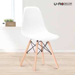 U-RO DECOR เก้าอี้รับประทานอาหาร รุ่น ACRON-K (แอครอน-เค) สีขาว/ขาไม้บีช เก้าอี้สไตล์โมเดิร์น minimal dining chair