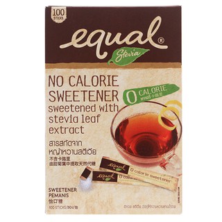 Equal Stevia อิควล สตีเวีย หญ้าหวานธรรมชาติ ใช้แทนน้ำตาล (แบบกล่อง 100ซอง)