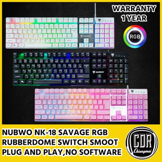 NUBWO NK-18 Savage (สีชมพู/ขาว/ดำ ) Gaming Keyboard ไฟ RGB 9 โหมด (ของแท้รับประกัน 1 ปี)