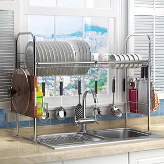 ท่อระบายน้ำห้องครัว อ่างล้างจานสแตนเลส (รุ่น R1215) ชั้นเก็บจาน อุปกรณ์ครัวชั้นเก็บของ Kitchen Shelf Drain Sink Stand