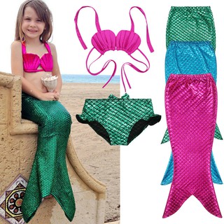 TK.-ชุดว่ายน้ำเด็กหญิง 3PCS ชุดนางเงือกชุด Swimmable ชุดบิกินี่ชุดแฟนซีชุดแฟนซี 3-9 ปี
