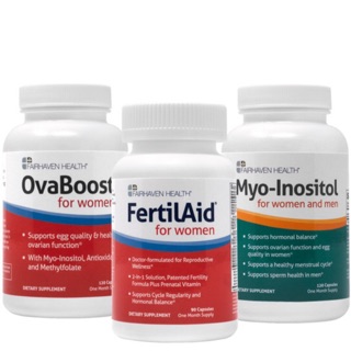 ฉลากใหม่ FertileAidForWomen หรือ Ovaboost​ + Myo inositol ชุดวิตามินเพิ่ม​คุณภาพ​ของไข่ และรังไข่ for Women