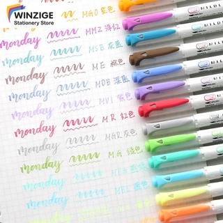 Winzige ZEBRA MILDLINER ปากกาไฮไลท์ ปากกาฟลูออเรสเซนท์ สองด้าน หลากสี 5 สี