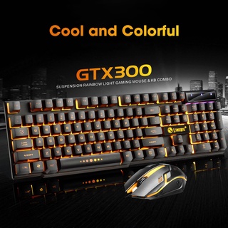 👻LDD👻ชุดคีย์บอร์ด และเมาส์ 104 คีย์ RGB LED ไฟสีรุ้ง Gaming Keyboard mouse