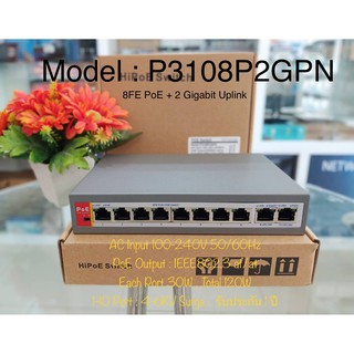 POE Switch 8 ช่อง + 2 ช่อง Gigabit Uplink P3108p2gpn