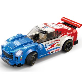 粒小粒Building block racing car model assembling children ของเล่นเด็ก ของขวัญวันเกิดทางปัญญา 【มีสินค้า】