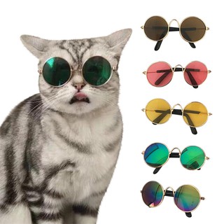 Dog Puppy Cat แฟชั่นแว่นตา Cool แว่นกันแดดรอบแว่นตา Props ภาพสัตว์เลี้ยง