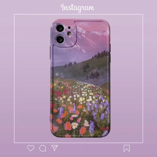 iPhone case เปลือกการ์ตูน ป้องกันเลนส์ purple garden IMD case เหมาะสมกับ IPhone 11 Pro Xs MAX XR I8 I7