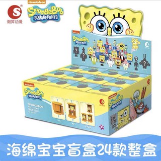 กล่องสุ่มของเล่น SpongeBob Hello kitty blind box ปริศนาตรัสรู้ของเด็กประกอบของเล่นเสริมพัฒนาการสติปัญญา