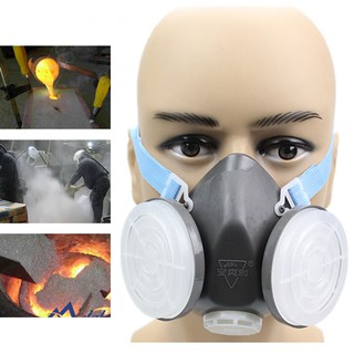 🔥หน้ากากนิรภัย เครื่องช่วยหายใจ หน้ากากครึ่งหน้าตัวกรองการพ่นสีเคมี ป้องกันฝุ่นละออง สำหรับทำเหมืองแร่ หล่อโลหะ (1)