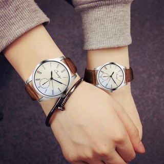 นาฬิกา คู่ สายหนังสีน้ำตาล ใส่กับแฟน มี2ขนาด