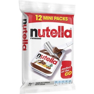 Nutella นูเทลล่า ขนาดพกพา เฮเซลนัทบดผสมโกโก้ ขนาด 180 กรัม (1 แพ็คมี 12 ชิ้น)