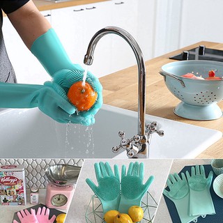 ถุงมือล้างจานซิลิโคนหนาซิลิโคน Silicone dishwashing gloves