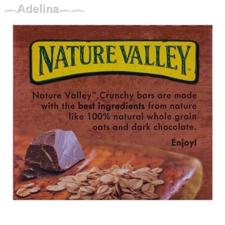 ❦❇︷Adelina︷︷เนเจอร์วัลเล เเท่งกราโนล่า ข้าวโอ๊ตเเละดาร์กช็อคโกแลต 6 แพ็ค 12 แท่ง Nature Valley Granola Oats &Dark Chocol