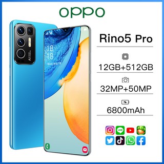โทรศัพท์ OPPO Rino5 Pro โทรศัพท์มือถือราคาถูก 6.7 นิ้ว โทรศัพท์จอใหญ่ 12+512G สมาร์ทโฟน 5G Android โทรศัพท เมณูภาษาไทย