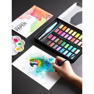 ❖36 Colors Solid Water Color Paint Set Metal Iron Box Watercolor Painting Pocket Pigment For Drawing Art Supplie