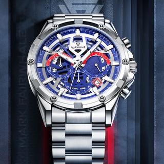 (แนะนำ)◆✶▲Mark Huafei นาฬิกาผู้ชายนาฬิกาควอทซ์หล่อแนวโน้มการออกแบบเย็นกันน้ำครอบงำปฏิทินกลวงนาฬิกาผู้ชาย