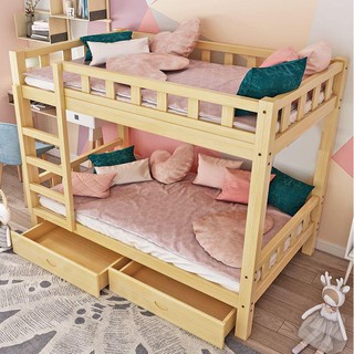 เตียงสองชั้น เตียงไม้เนื้อแข็งล้วน เตียงผู้ใหญ่ เตียงเด็ก เตียงสองชั้นหอพัก(ไม้)