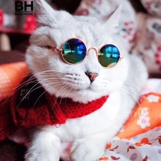 [COD]Dog Puppy Cat แฟชั่นแว่นตา Cool แว่นกันแดดรอบแว่นตาสัตว์เลี้ยง Props ภาพถ่าย