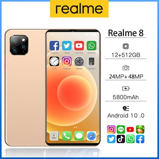 Realme 8 โทรศัพท์สมาร์ท 5G โทรศัพท์ 7.0นิ้ว สมาร์ทโฟน 5800mAh โทรศัพท์มือถือ 12+512GB รองรับทุกซิม เมณูภาษาไทย