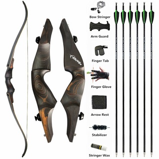 60 "Recurve Bow ไม้ Riser 20-60lbs แกนไม้ไผ่แขนขายิงธนู American Hunting