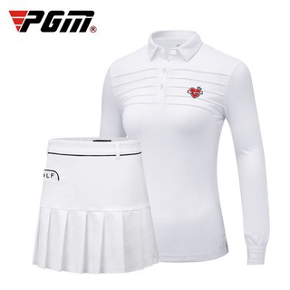 Pgm Golf ผู้หญิงเสื้อผ้าชุดเสื้อแขนยาวจีบกระโปรงปลอดภัยตั้ง D0495