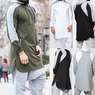 ☈☬New Men Jubba Thobe Muslim Arabic Islamic Clothing Abaya Dubai Kaftan Winter Long Sleeve Stitching Saudi Arabia Sweate