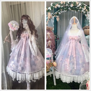 🎀ชุดโลลิต้า🎀 ชุดโลลิต้าญี่ปุ่น ชุดเจ้าหญิงสีม่วง ชุดลูกไม้ lolita น่ารัก ชุดเจ้าหญิงที่งดงาม (1)