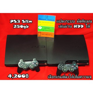 [[ขายครับ]] PS3 Slim 160gb บอร์ด 2XXX สีดำ แปลงสายมืด เลือกเกมส์ลงได้