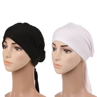 หมวกคลุมฮิญาบสำหรับสตรีชาวมุสลิมสีขาวดำ (1)