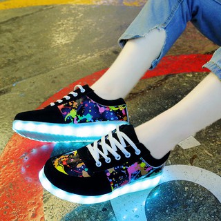 รองเท้าไฟ Led สีสันสดใสรองเท้ารองเท้าชาร์จ USB Led light shoes colorful luminous shoes USB charging shoes
