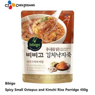 กิมจิและข้าวต้มปลาหมึกเกาหลี cj bibigo spicy octopus and gimchii rice porridge 450g. 김치낙지죽 (1)