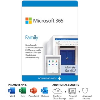 Microsoft 365 Family English Subscribe 1 Year (Digital Key Code - Online Download)